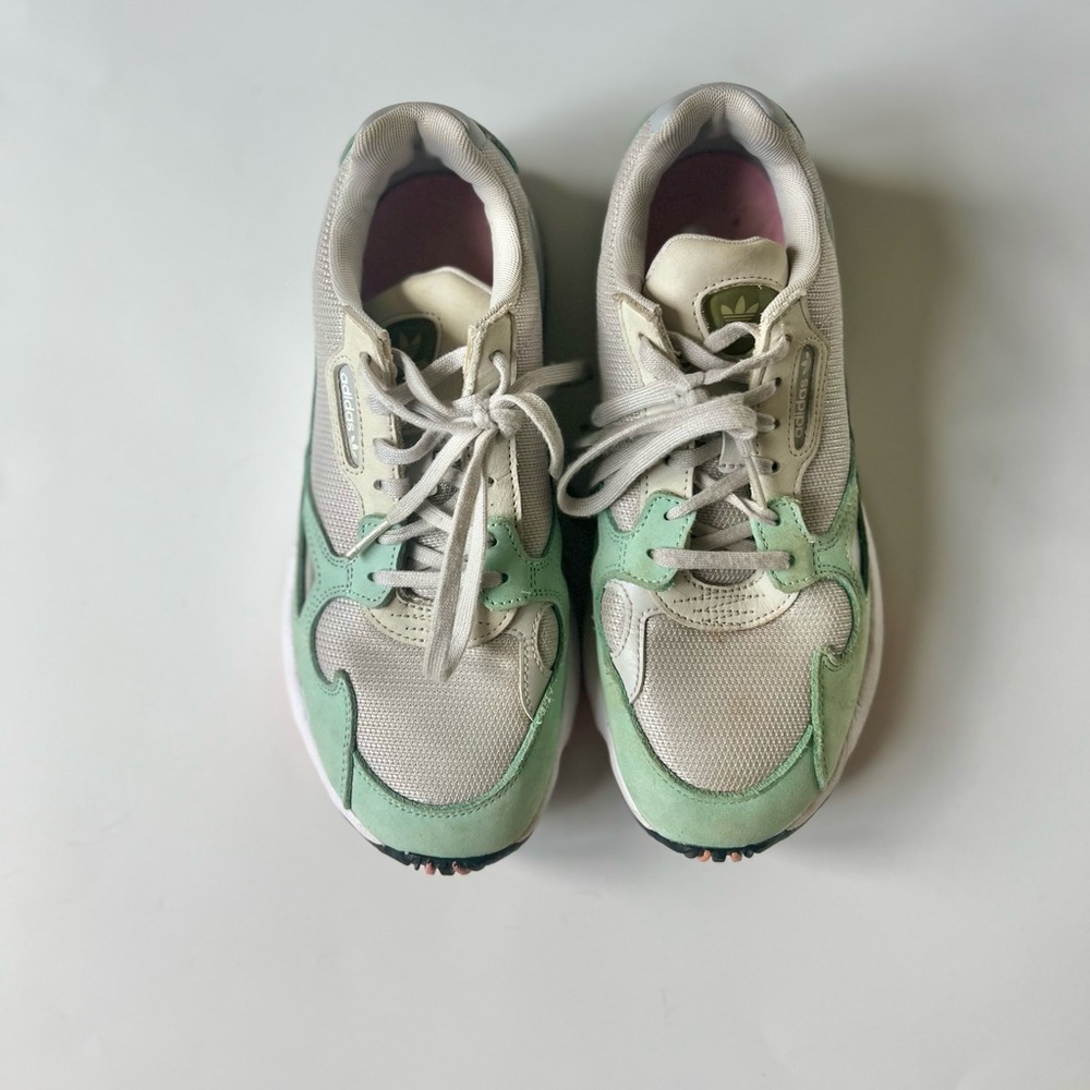 Adidas Falcon grey and green athletic shoe sneakers size 8 - Picture 3 of 7